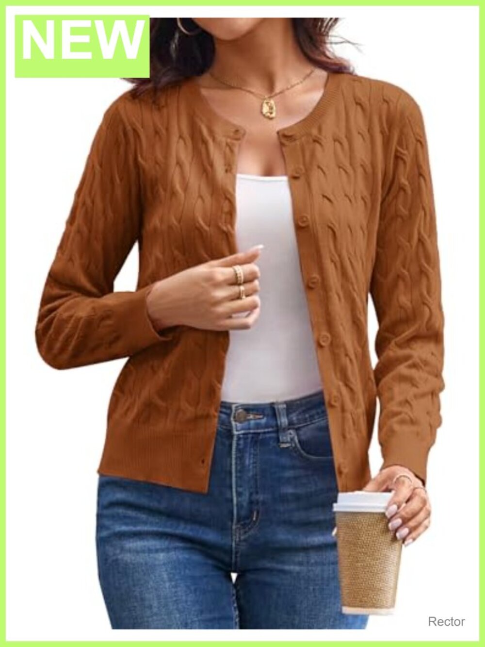 Cable Knit Cardigan Sweater for Women Button Up Cropped Lightweight